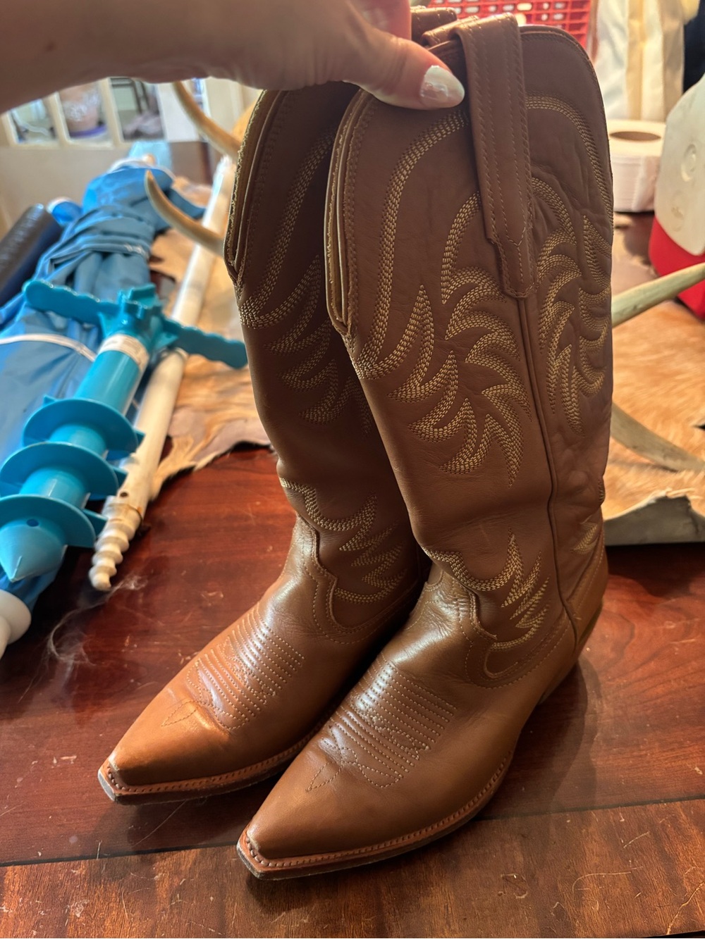 Tecovas RARE Caramel Leather Annie Cowgirl Boots - Picture 2 of 9